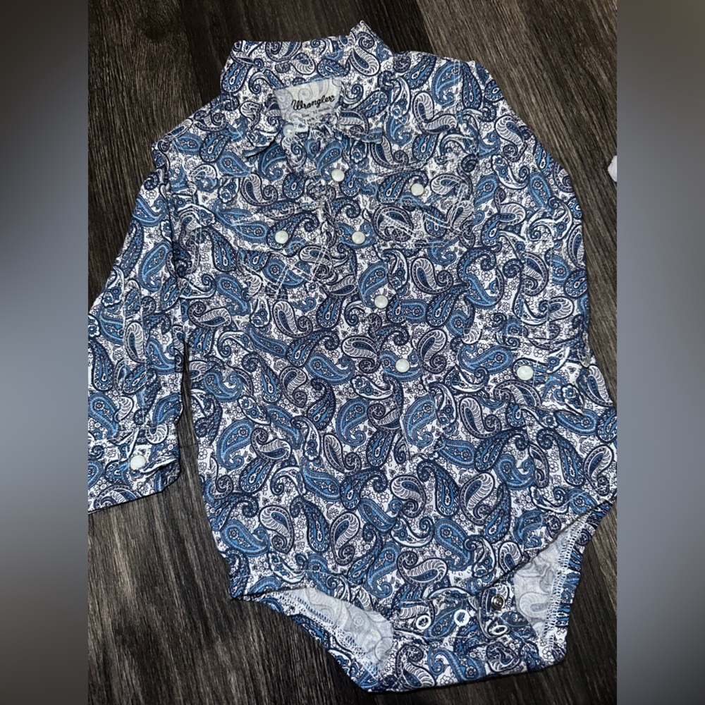 Wrangler Blue Paisley Baby One-Piece Bodysuit